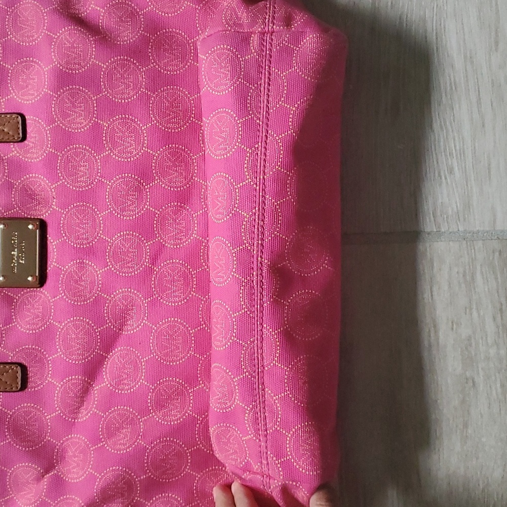 Michael Kors Pink Logo Canvas Tote - Picture 6 of 14